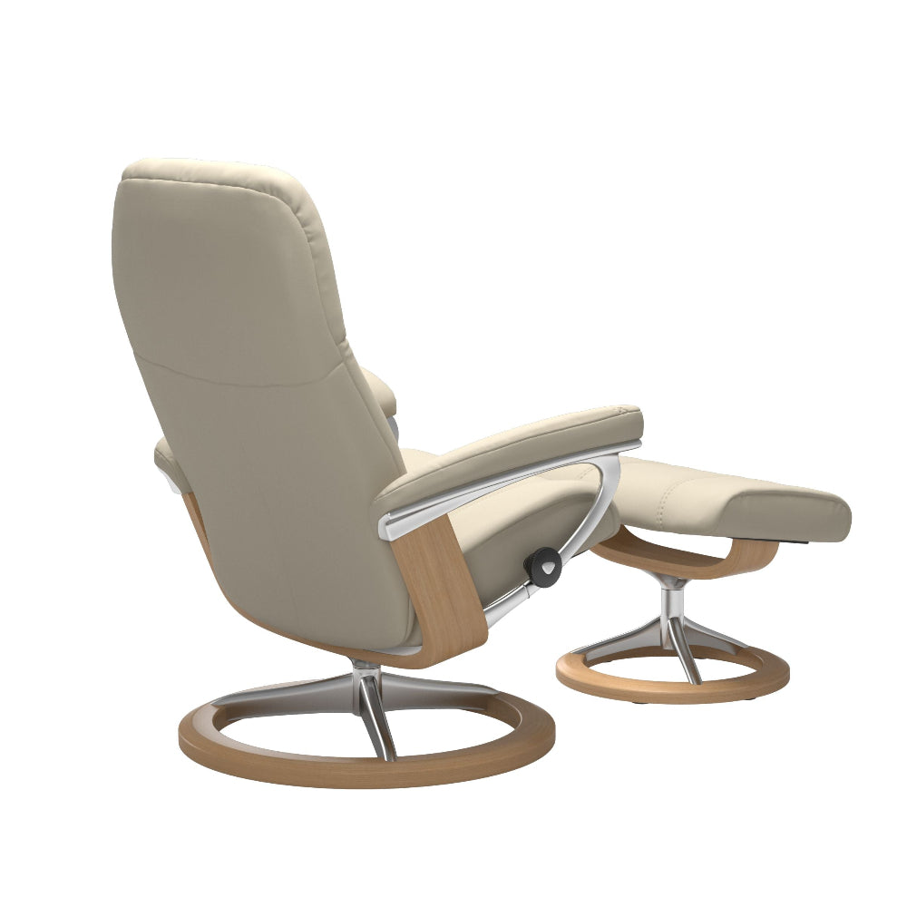 Sillón STRESSLESS modelo CONSUL con pie Signature en piel Batick Cream