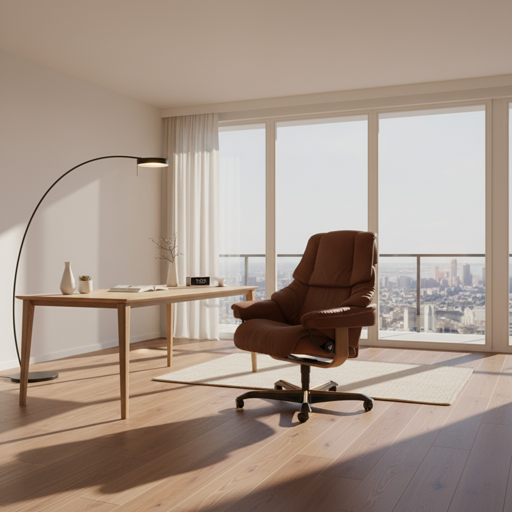 Sillón giratorio Stressless® modelo RENO Home Office con reposacabezas ajustable