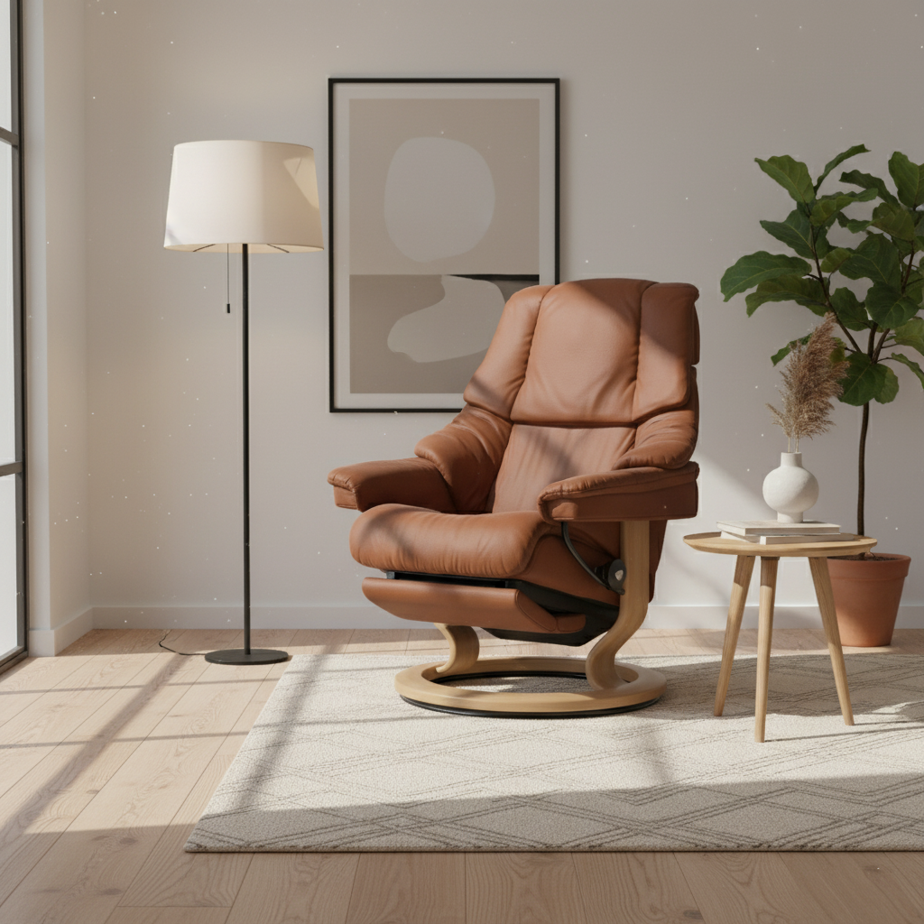 Sillón modelo RENO Classic Power™ Plus™ System Power™ de Stressless piel Paloma