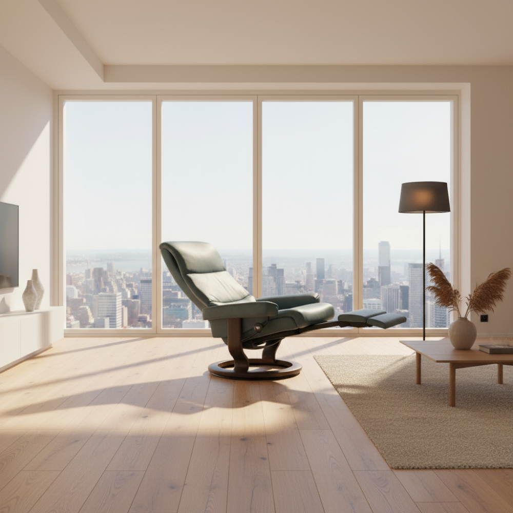 Sillón modelo VIEW Classic Power™ Plus™ System Power™ de Stressless piel Paloma