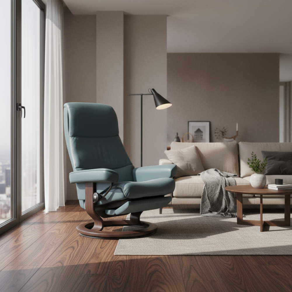 Sillón modelo VIEW Classic Power™ Plus™ System Power™ de Stressless piel Paloma