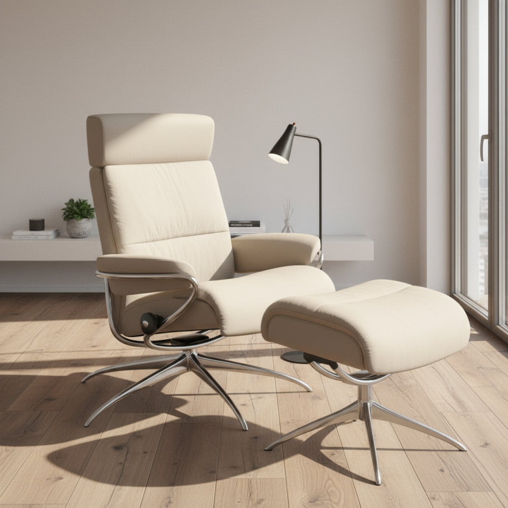 Sillón de Stressless® modelo TOKYO Pie Star base Plus™ System BalanceAdapt™ piel Paloma