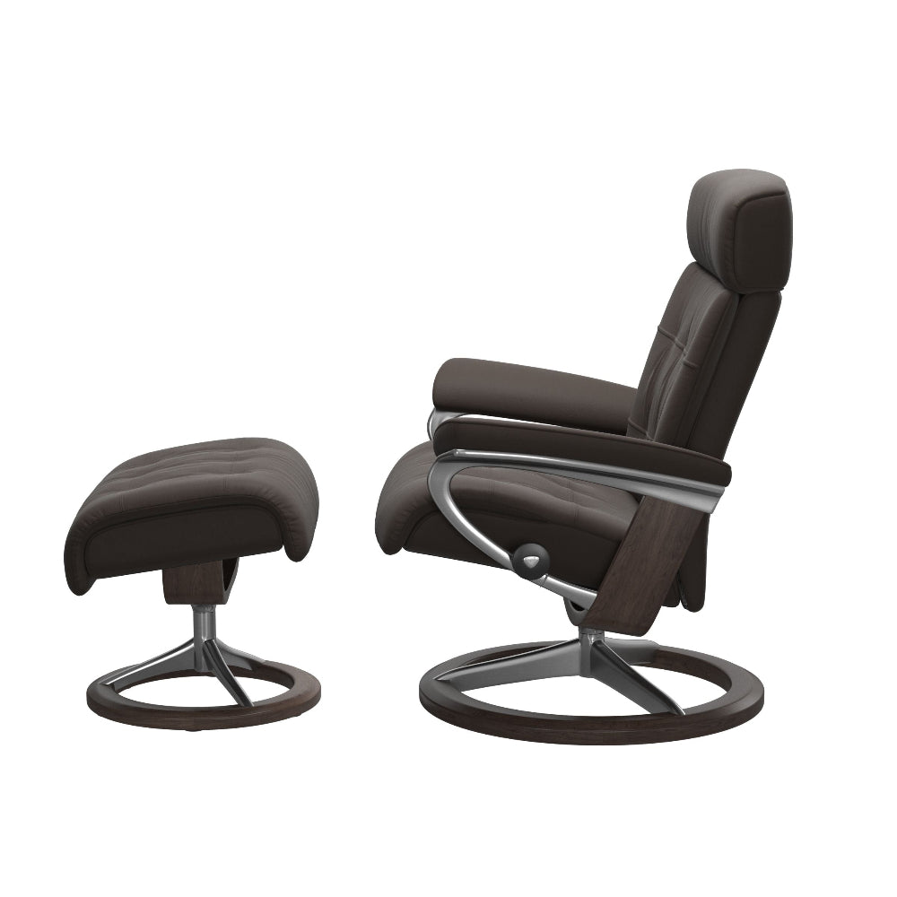 Sillon STRESSLESS modelo ERIK con pie Signature en piel Paloma