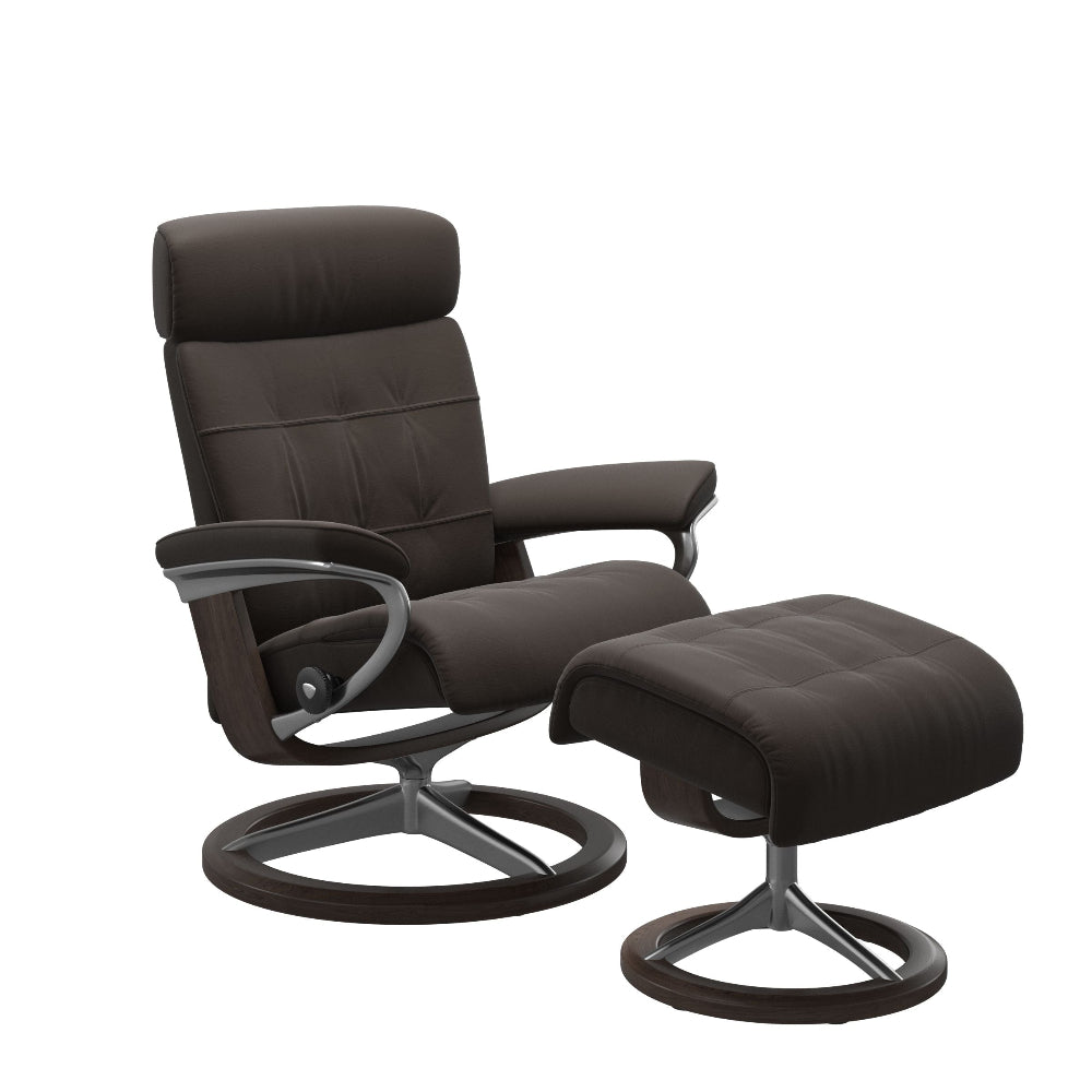 Sillon STRESSLESS modelo ERIK con pie Signature en piel Paloma