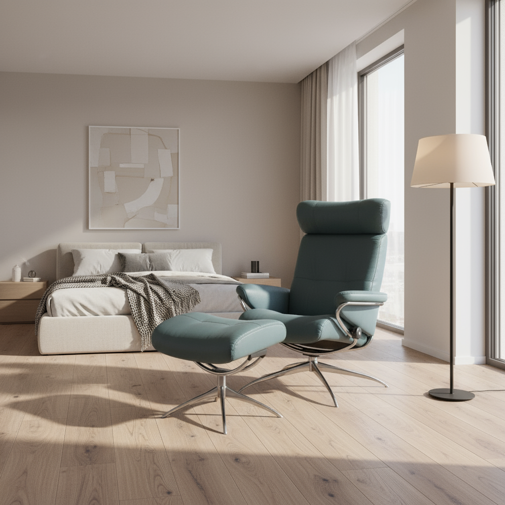 Sillón de Stressless® modelo BERLIN Pie Star base Plus™ System BalanceAdapt™ piel Paloma