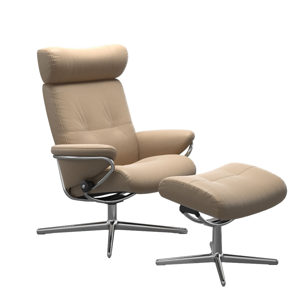 Sillón de Stressless® modelo BERLIN Pie Cross base Plus™ System BalanceAdapt™ piel Paloma