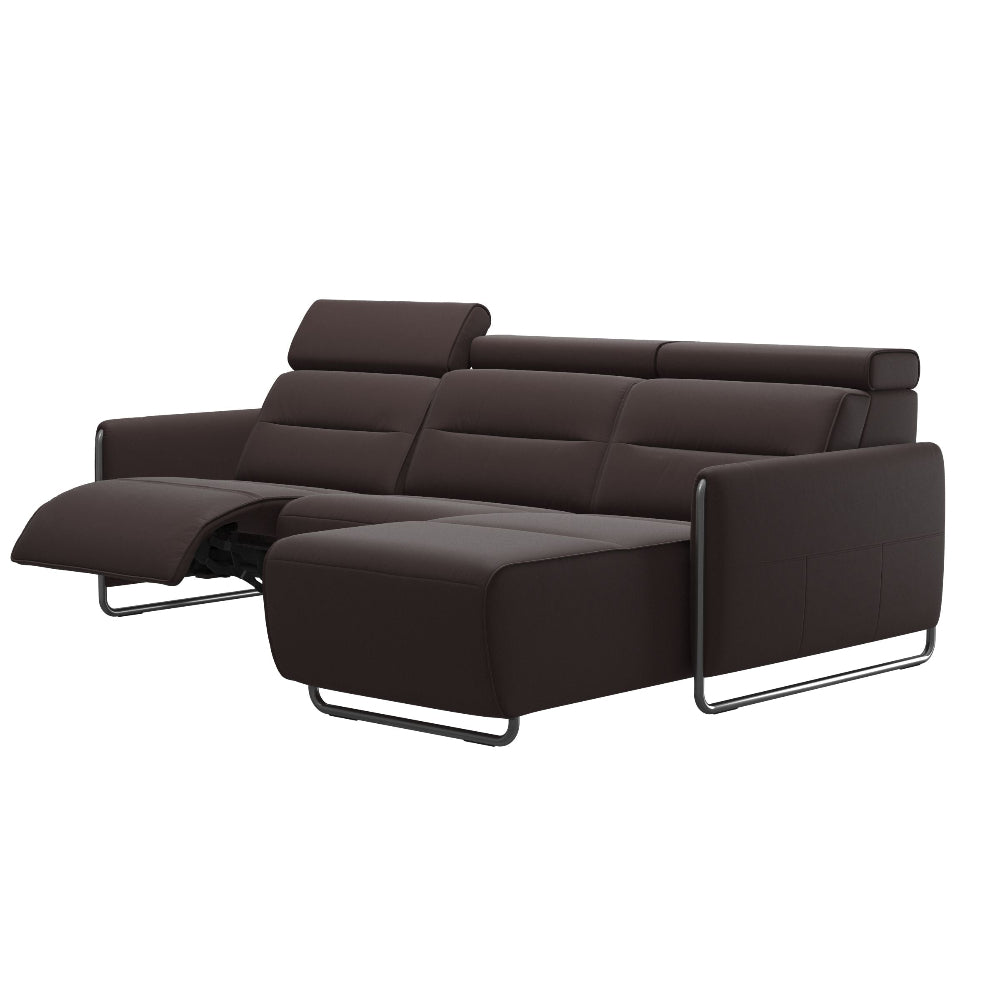 Sofá chaiselongue (M) con Long Seat modelo EMILY Stressless® Power™ Brazo Metal piel Paloma