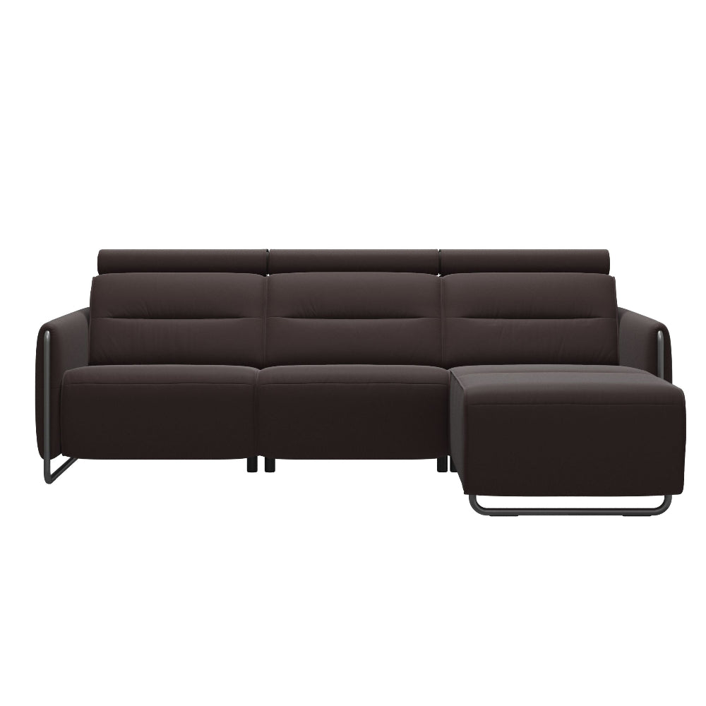 Sofá chaiselongue (M) con Long Seat modelo EMILY Stressless® Power™ Brazo Metal piel Paloma