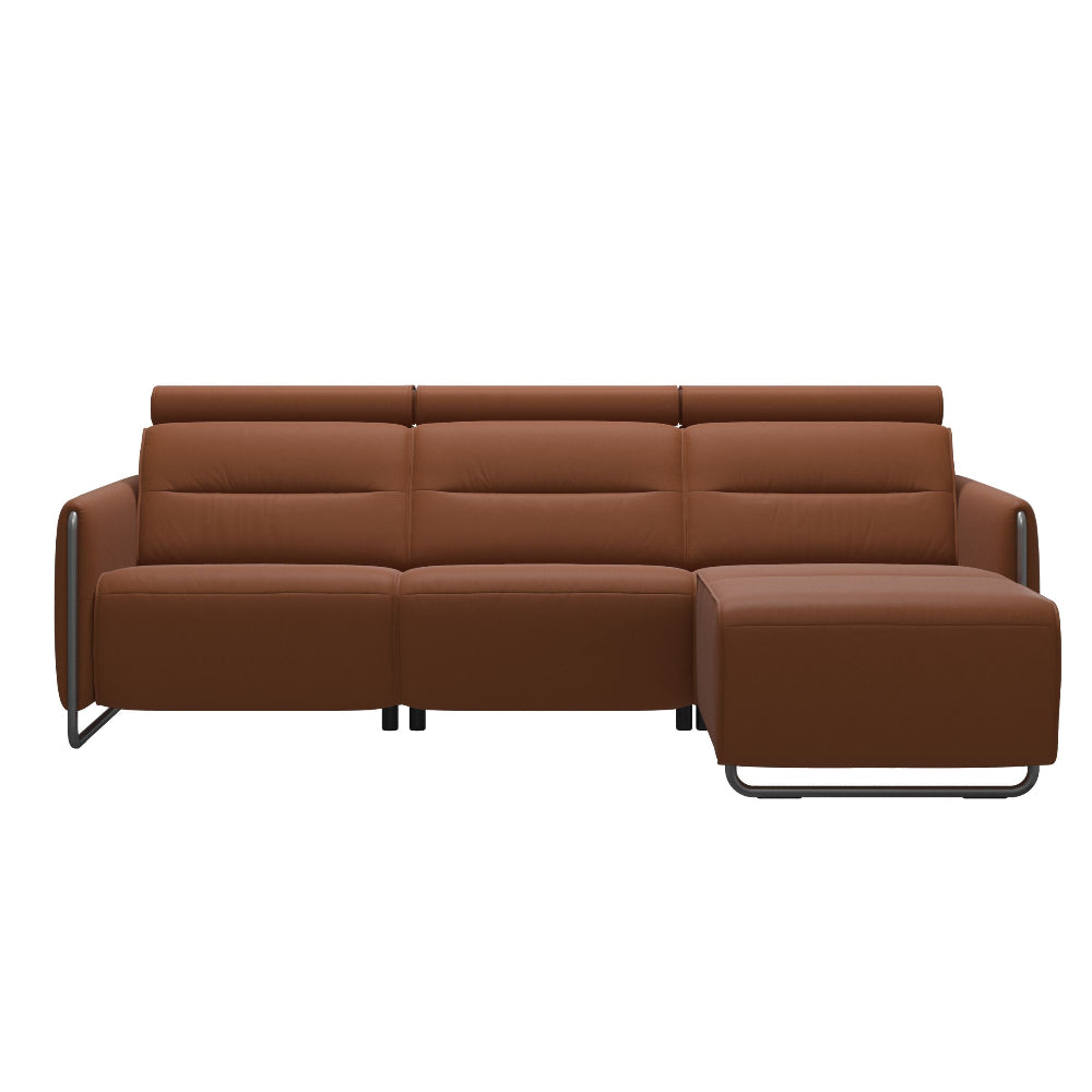 Sofá chaiselongue (L) con Long Seat modelo EMILY Stressless® Power™ Brazo Metal piel Paloma
