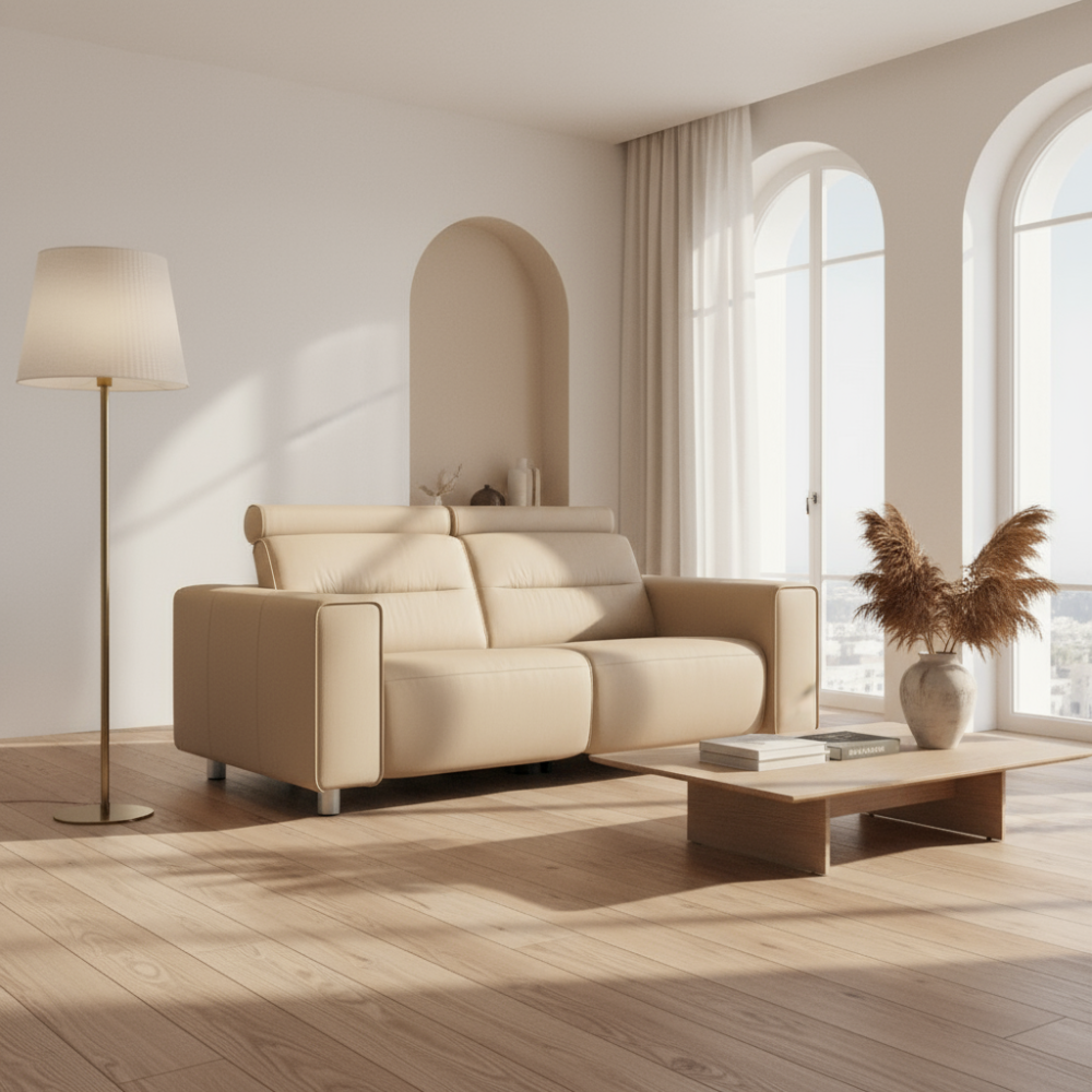 Sofá 2 plazas modelo EMILY Stressless® Power™ Brazo Ancho piel Paloma
