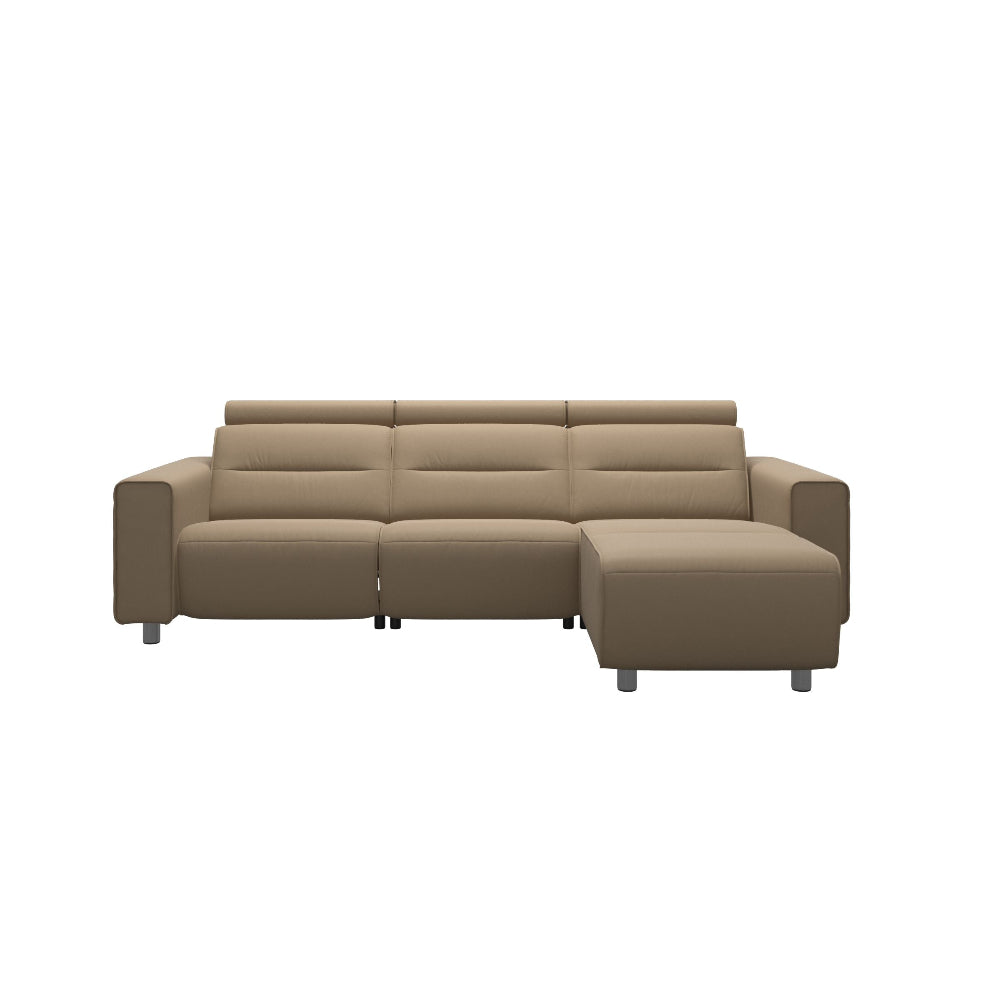 Sofá chaiselongue (M) Long Seat modelo EMILY Stressless® Power™ Brazo Ancho piel Paloma