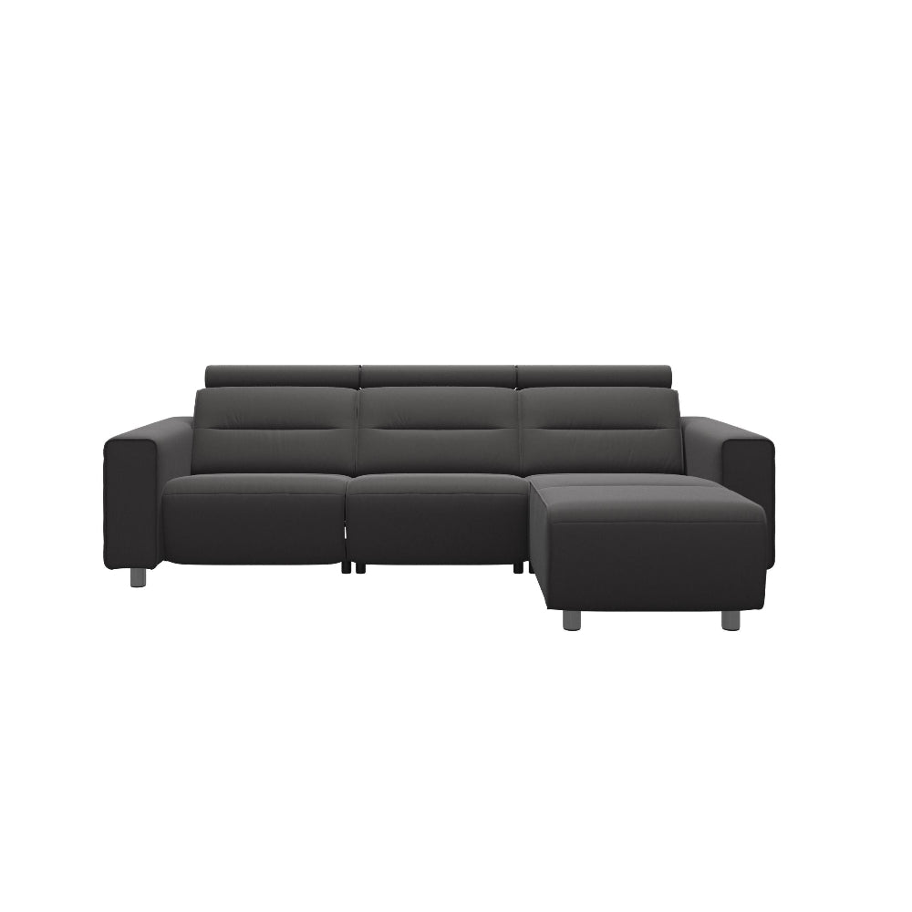 Sofá chaiselongue (L) Long Seat modelo EMILY Stressless® Power™ Brazo Ancho piel Paloma