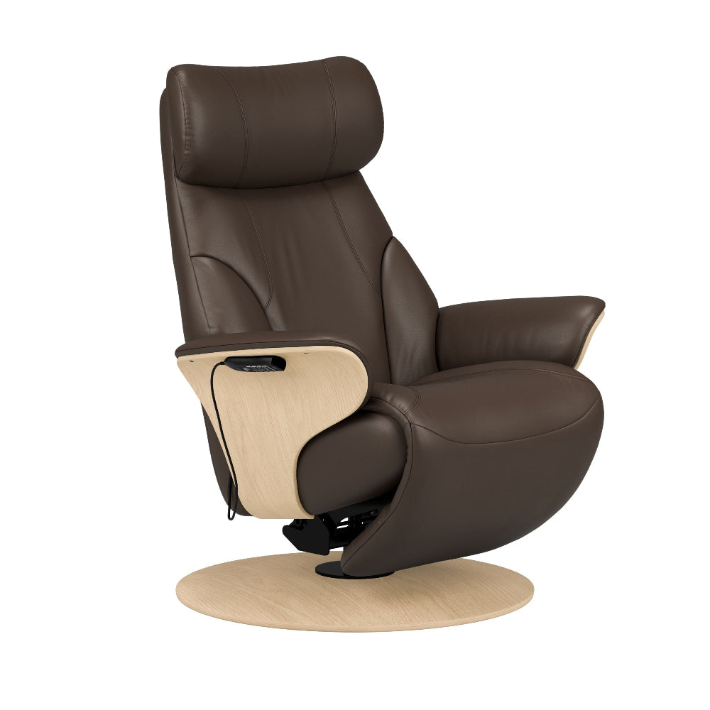 Sillón modelo SAM WOOD Pie Disc Plus™ System Power™ con calefacción piel Batick