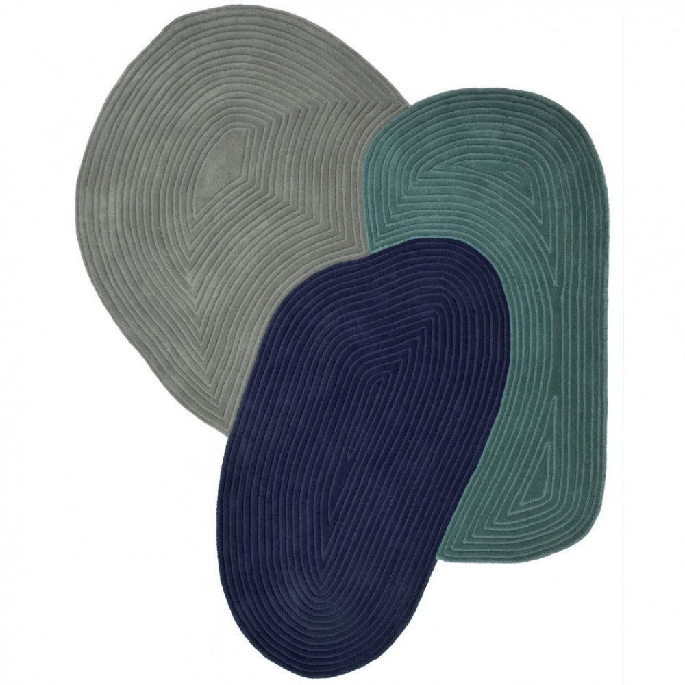 Alfombra Geométrica Pebble Tonos Azules