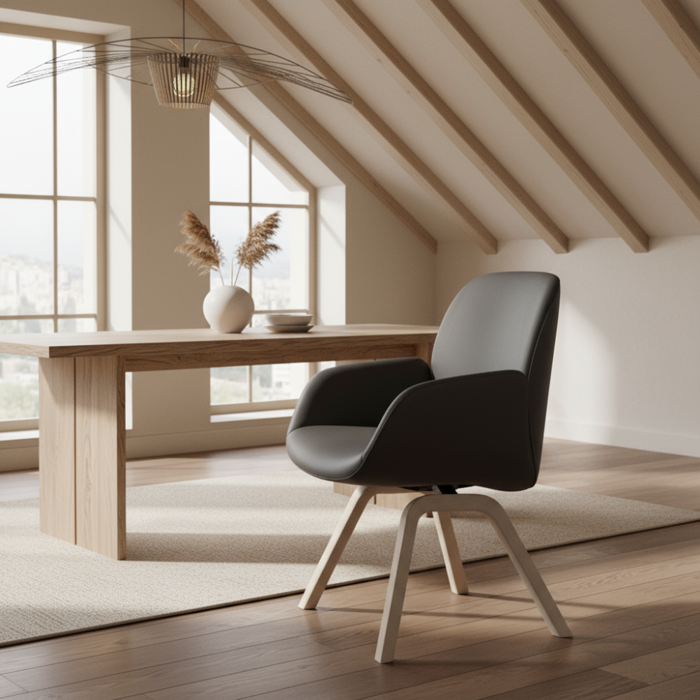 Silla de comedor Stressless® modelo BAY D200 con brazos Pie de Madera