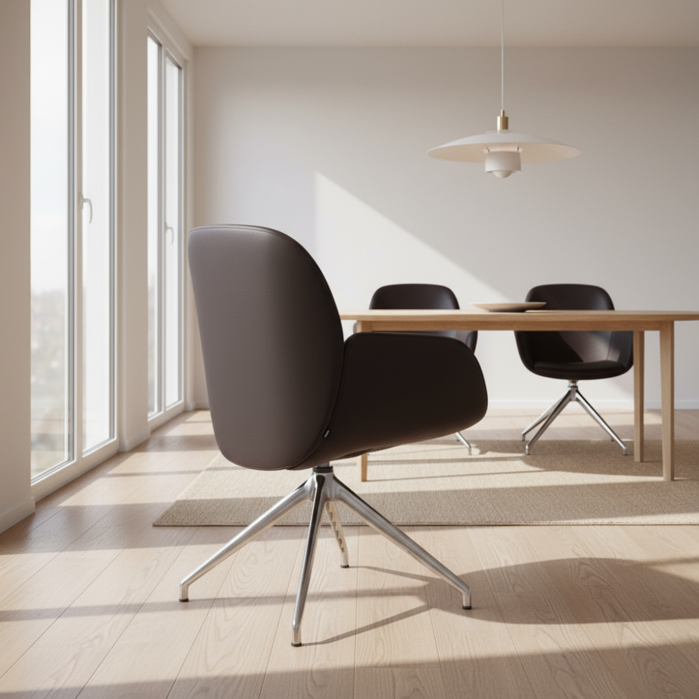 Silla giratoria de comedor Stressless® modelo BAY D350 con brazos Pie de Acero