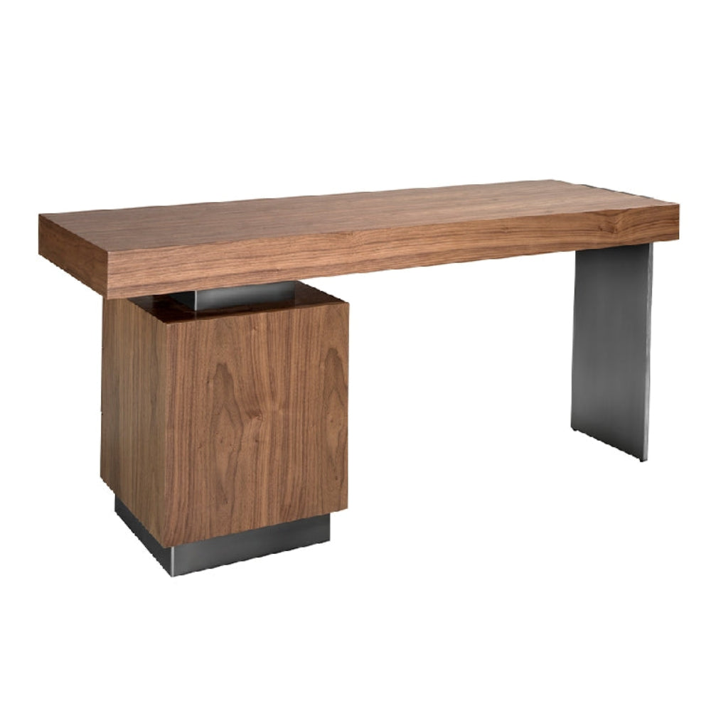 Escritorio oficina de madera Nogal y acero pulido