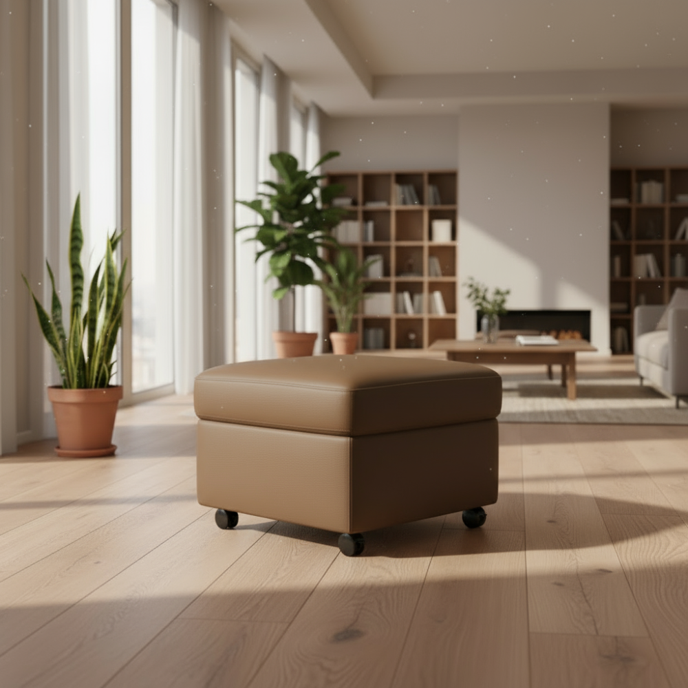 Pouf modelo Ottoman MODERN de Stressless® con ruedas Tapizado piel Paloma