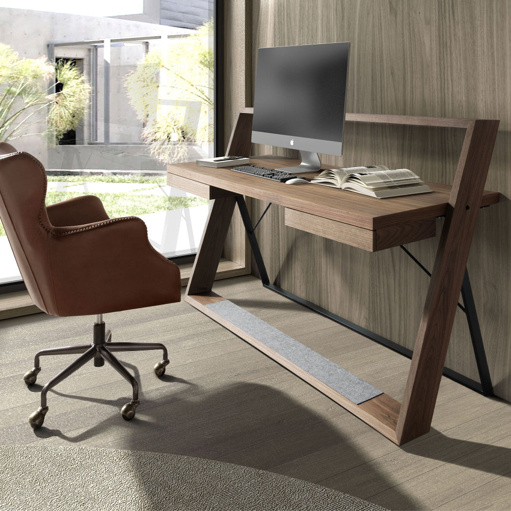 Escritorio oficina de madera Nogal y acero negro