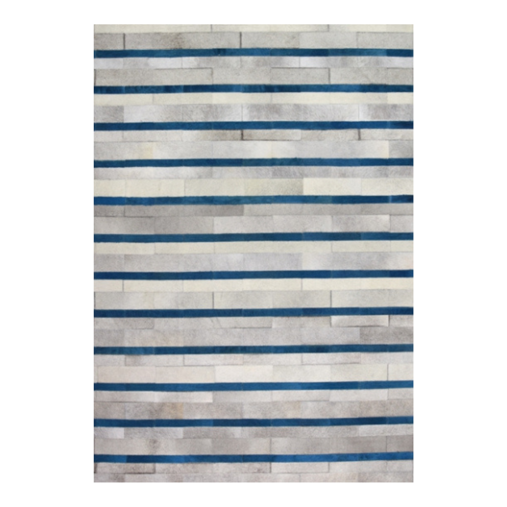 Alfombra de diseño en piel Frontera Lines Blue