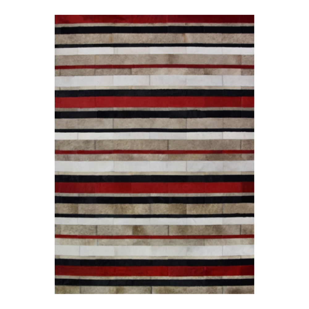 Alfombra de diseño en piel Frontera Lines Red