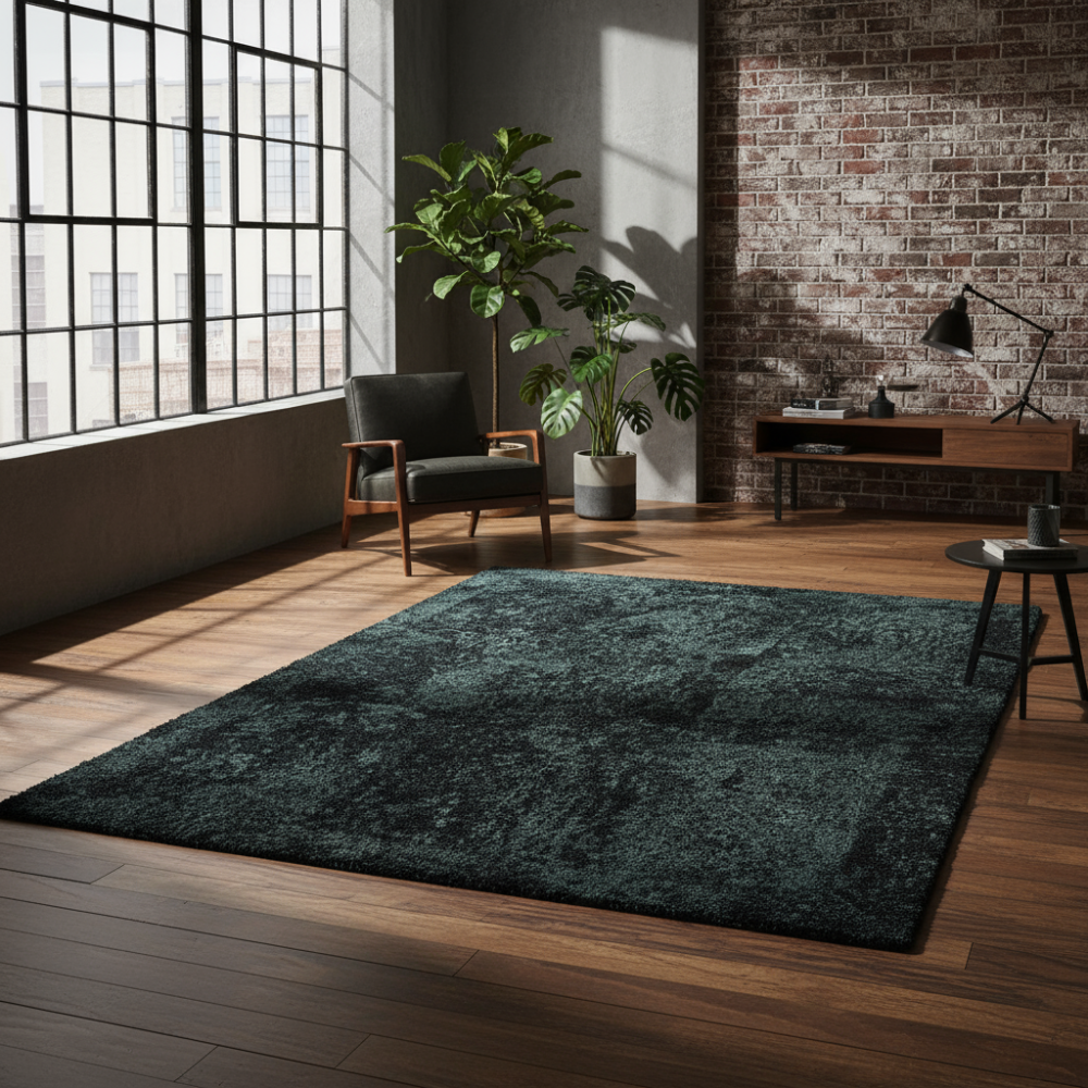 Alfombra de diseño en piel Curly Negro