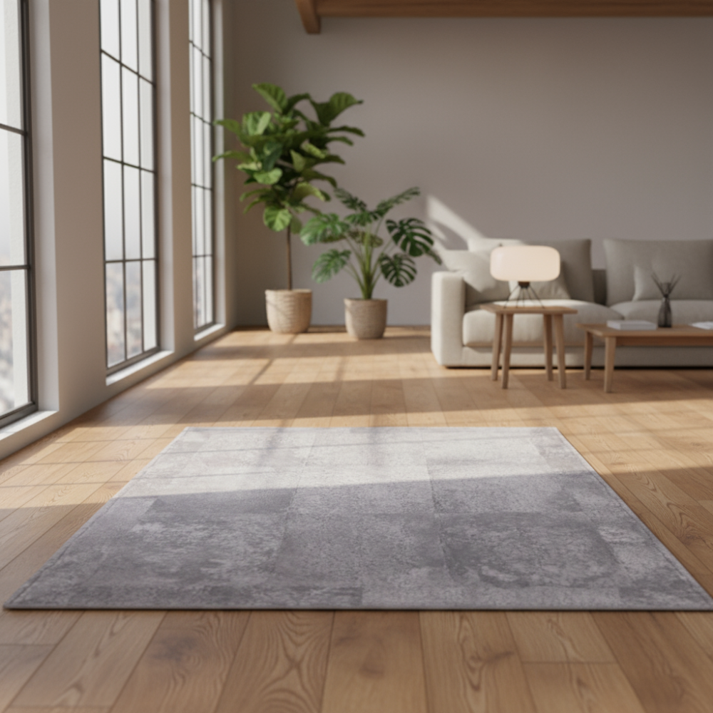 Alfombra de diseño en piel Curly Perla