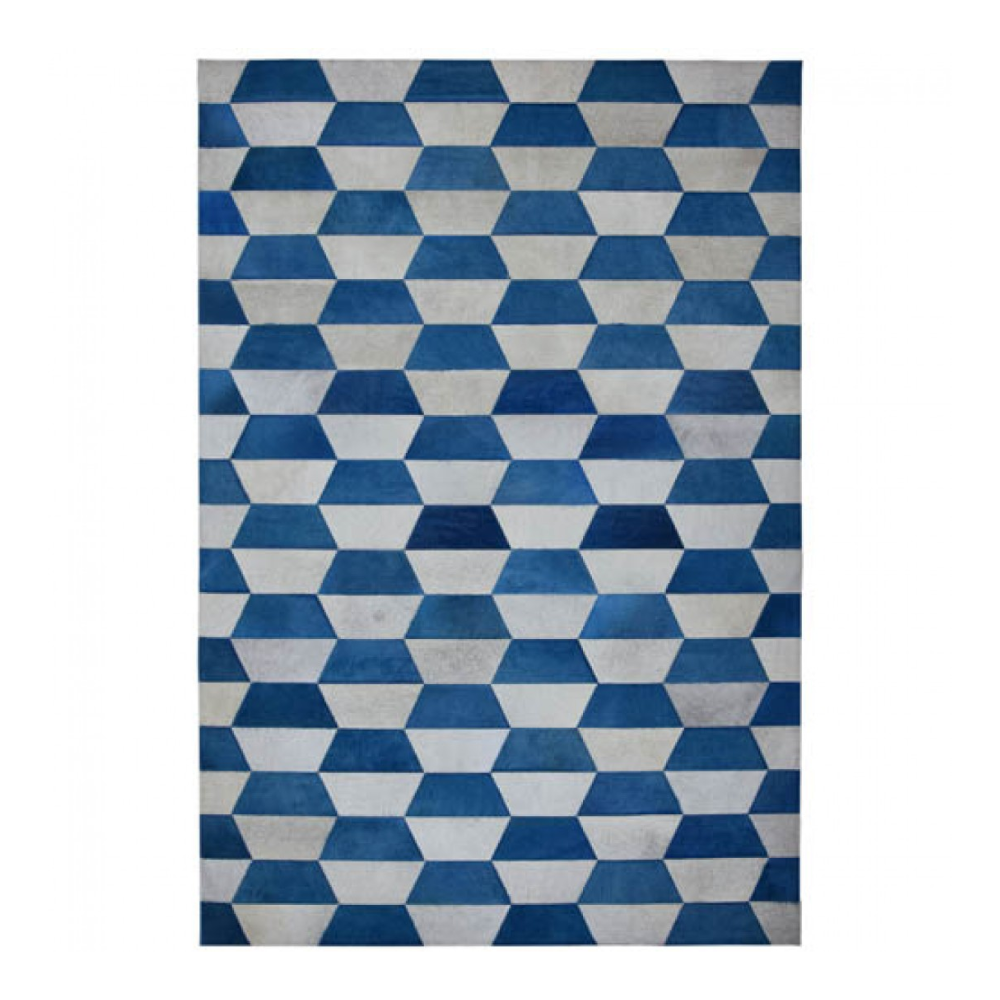 Alfombra de diseño en piel Merengue Azul