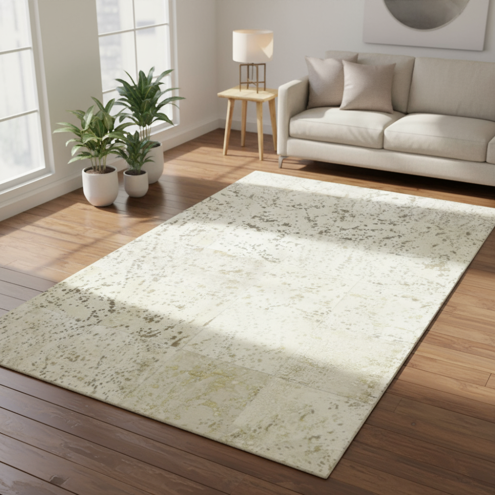 Alfombra de diseño en piel Leather Patchwork dibujo K