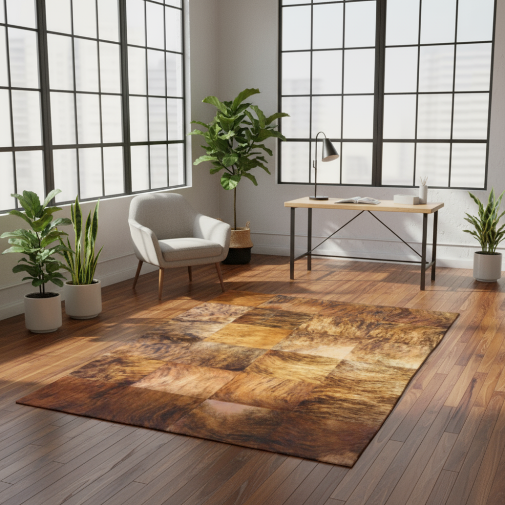 Alfombra de diseño en piel Leather Patchwork dibujo B