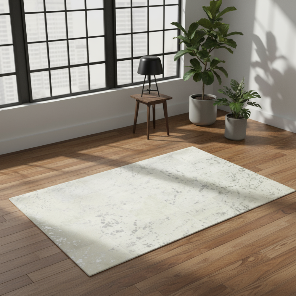 Alfombra de diseño en piel Leather Patchwork dibujo J