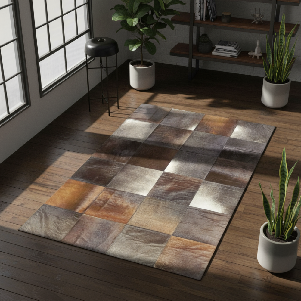 Alfombra de diseño en piel Leather Patchwork dibujo I