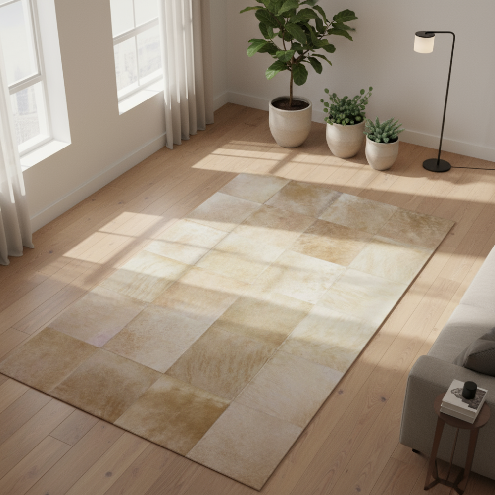 Alfombra de diseño en piel Leather Patchwork dibujo D