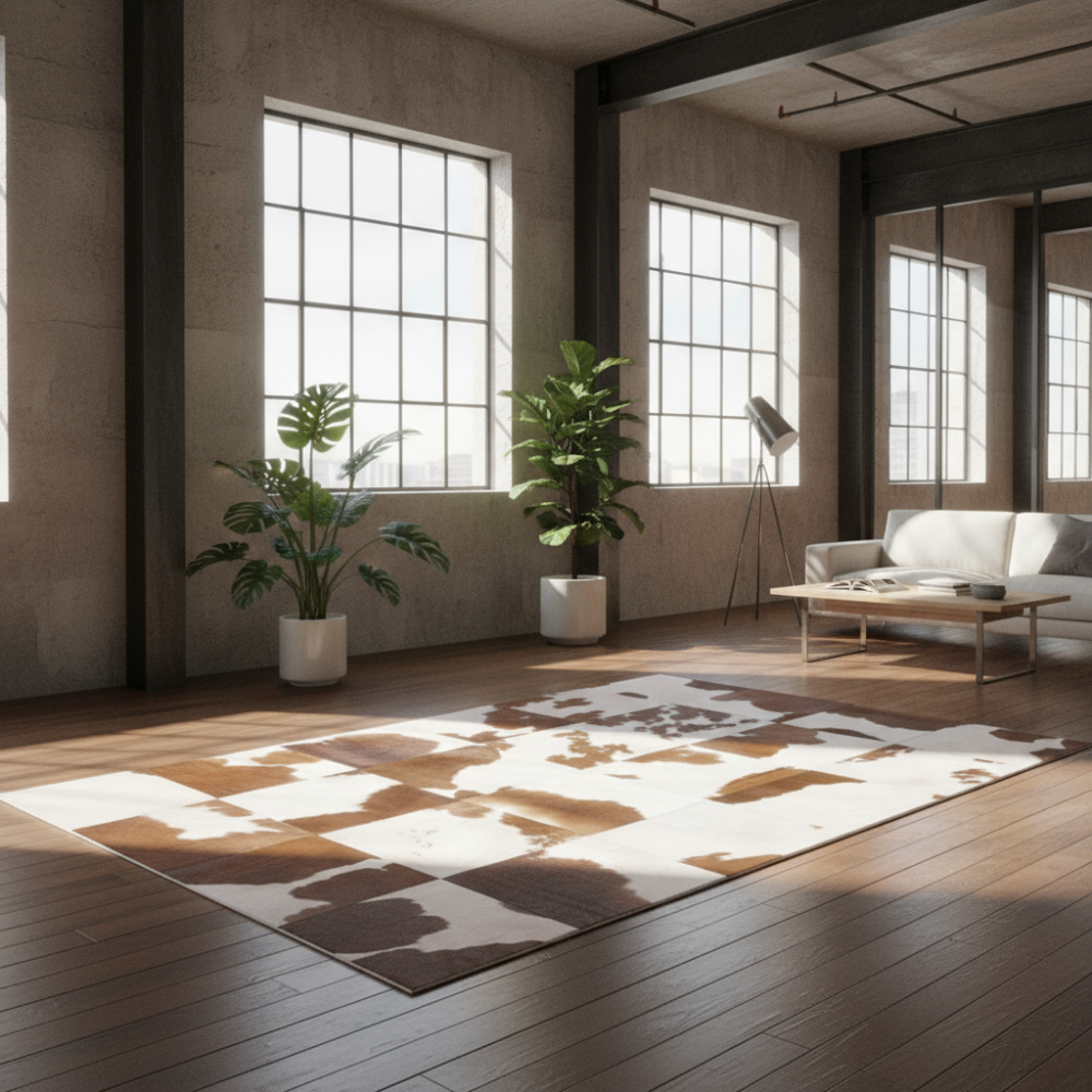 Alfombra de diseño en piel Leather Patchwork dibujo G