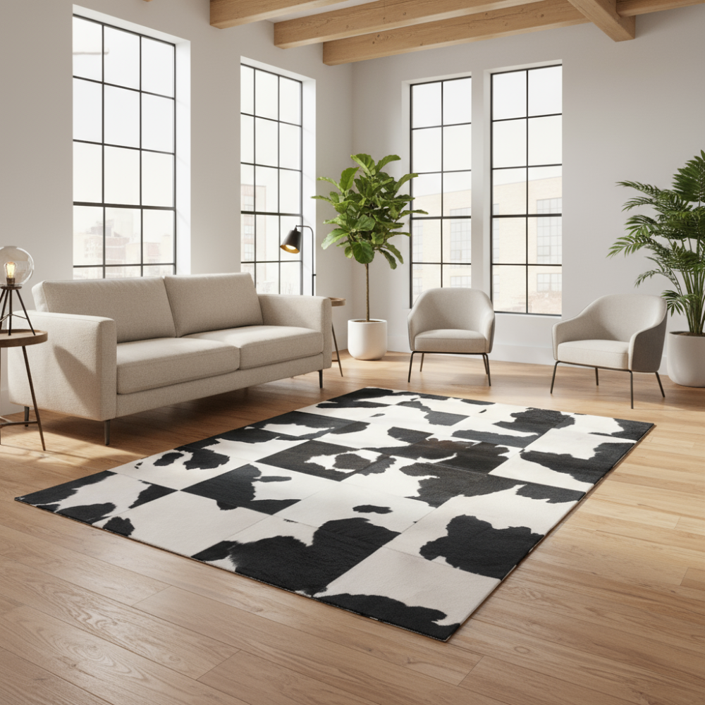 Alfombra de diseño en piel Leather Patchwork dibujo F