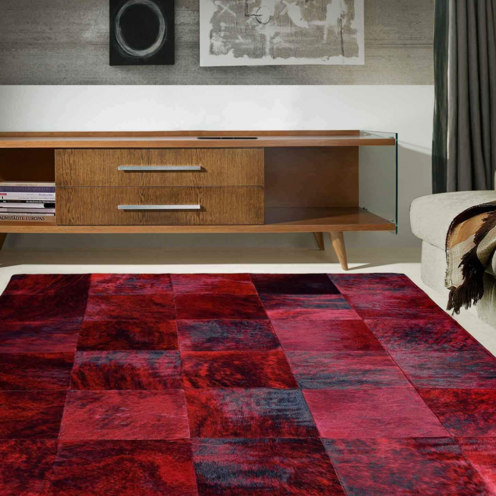 Alfombra de diseño en piel Leather Patchwork dibujo C