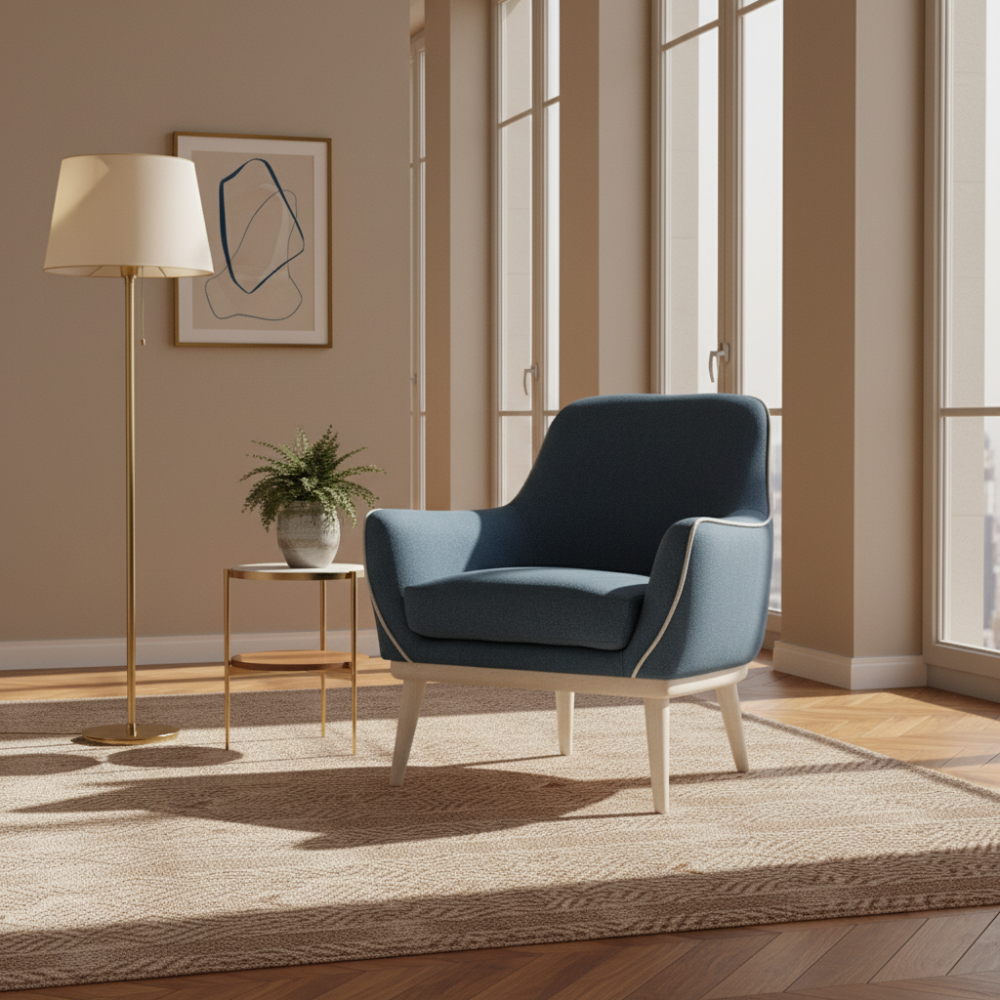 Butaca nórdica modelo GINA Lisa Respaldo Bajo Tapizado Lido