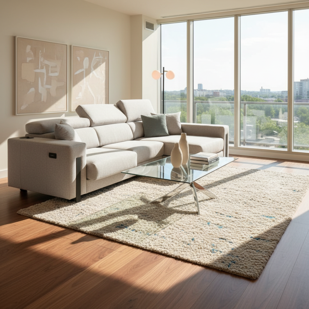 Chaiselongue con altavoces y sistema audio modelo NOBU en tela