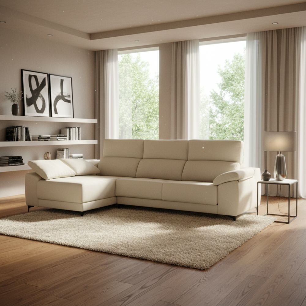 Chaiselongue modelo VELLS tapizado Aquaclean con asientos deslizantes