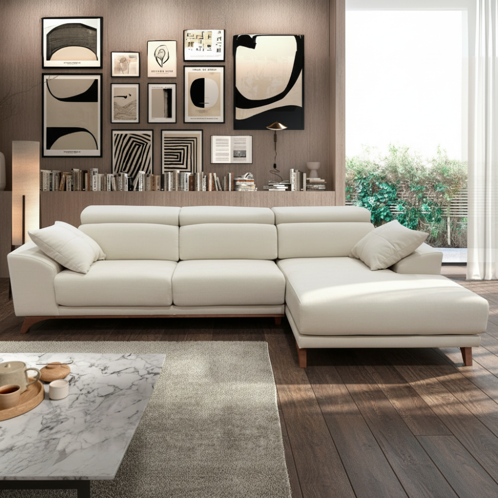 Chaiselongue de diseno modelo MADEIRA en tela Disponible en nuestras tiendas de diseño Sidivani en Madrid y en nuestra web