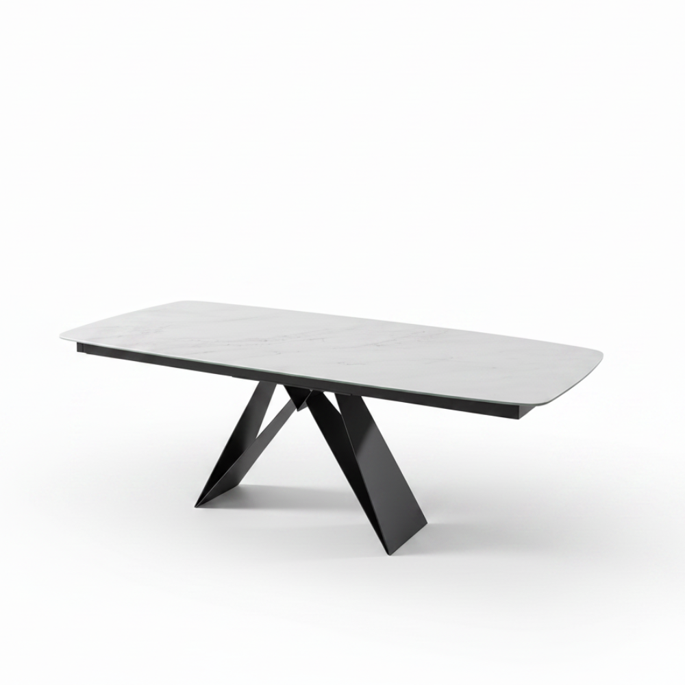Mesa comedor de diseño extensible modelo IN-YKK tapa porcelánico