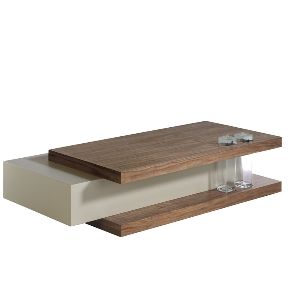 Mesa de diseño con detalle en cristal y cajón
