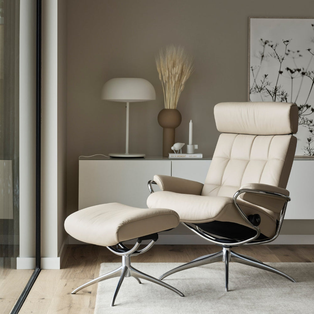 Sillón de Stressless® modelo LONDON Pie Star base Plus™ System BalanceAdapt™ piel Paloma