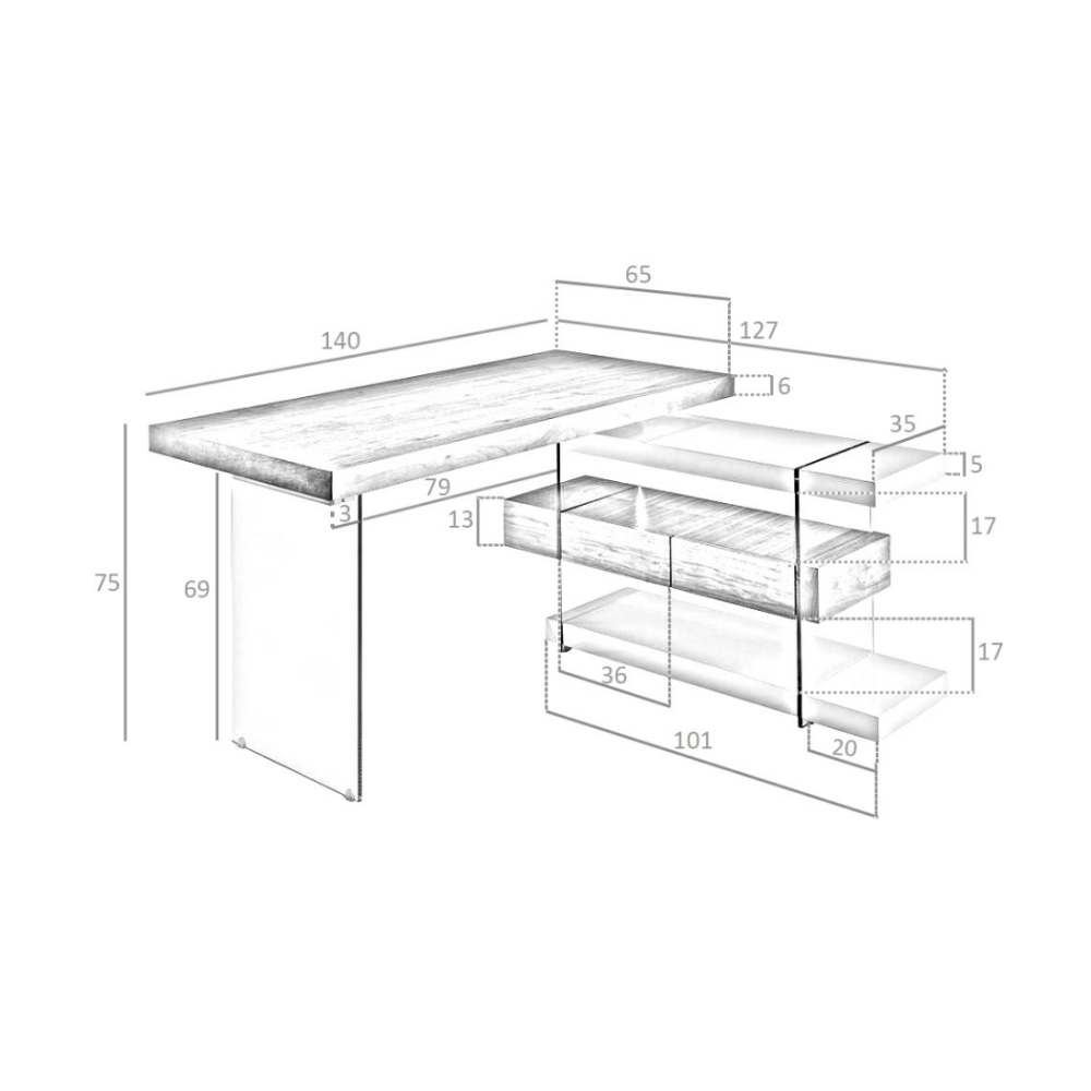 Escritorio Lacado y Cristal Colección Elegance