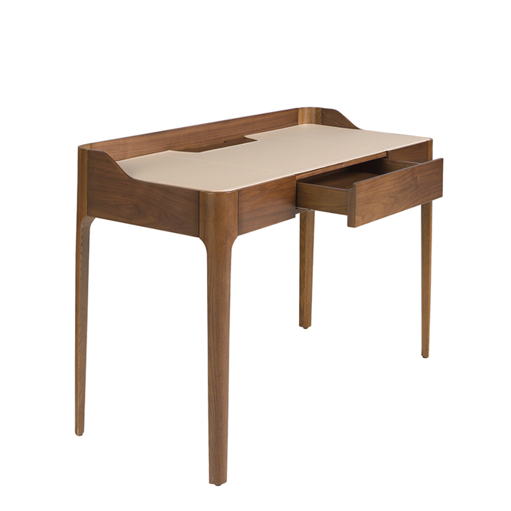 Escritorio tocador polipiel y nogal