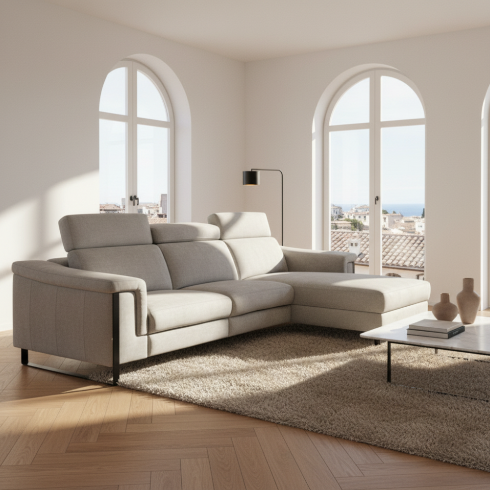 Chaiselongue de diseño modelo CUPERTINO Tapizado Crevin
