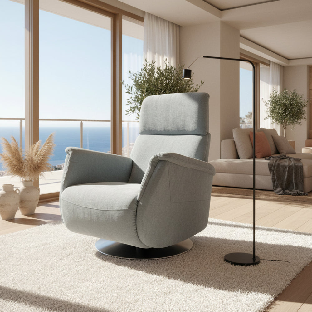 Sillón giratorio relax motorizado modelo EVANS con pie de disco