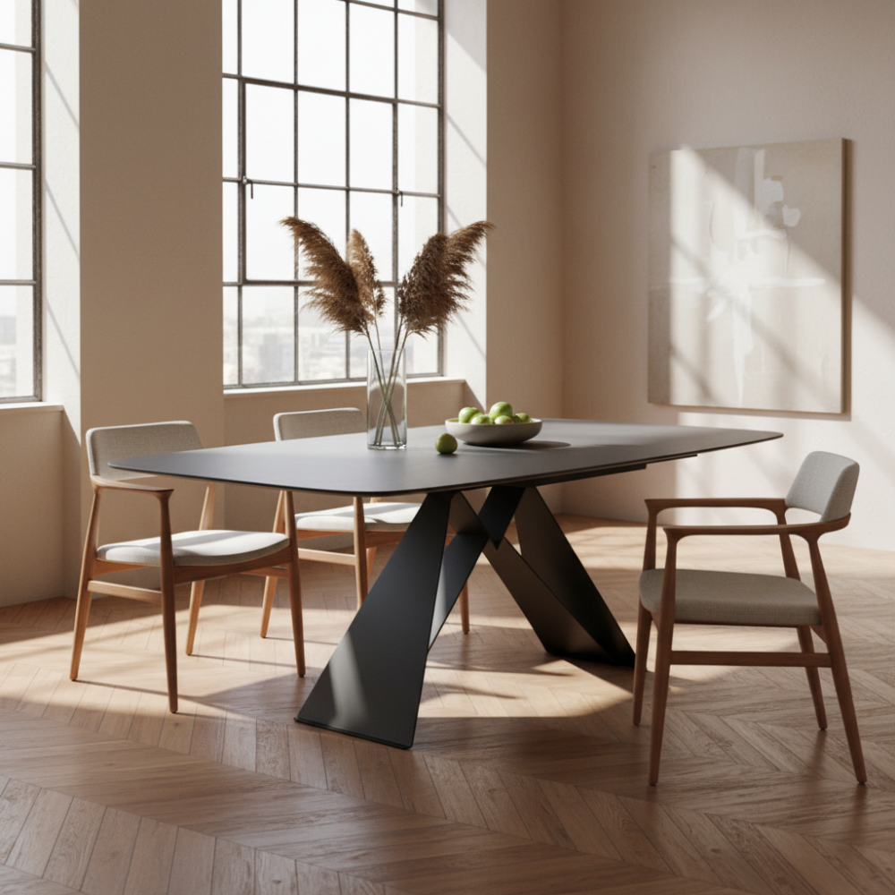 Mesa comedor de diseño modelo IN-NFN tapa porcelánico