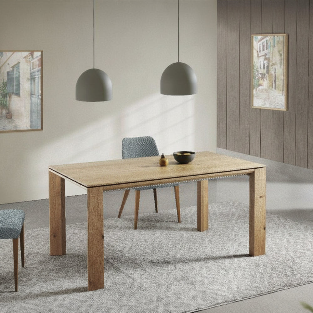Mesa comedor de diseño extensible modelo IN-C tapa madera