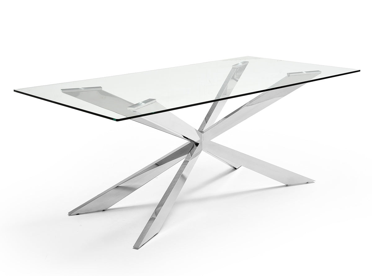 Mesa de Comedor Fija modelo Atnoxmilan Tapa Cristal